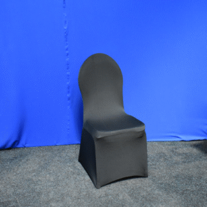 Stapelstoel met zwarte stofhoes